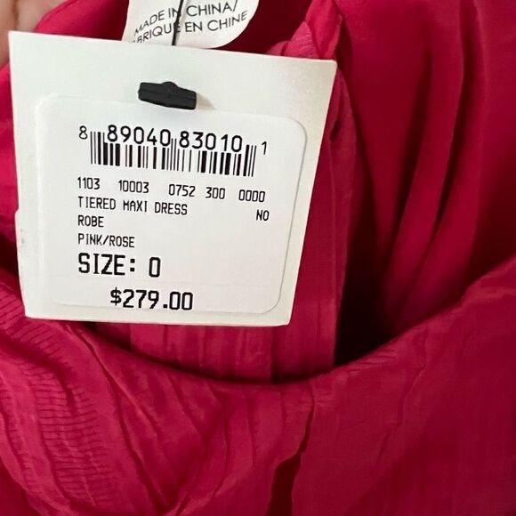 NWT Club Monaco Tiered Maxi Dress w Belt Sleeveless Scoop Neck Sun Dress Pink 0 - Picture 6 of 13